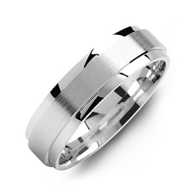 Raised Brush Centre Flat Polished Edges Men's Ring - Name My Jewelry ™