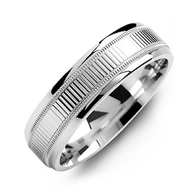 Ridged Men's Ring with Milgrain Edges - Name My Jewelry ™