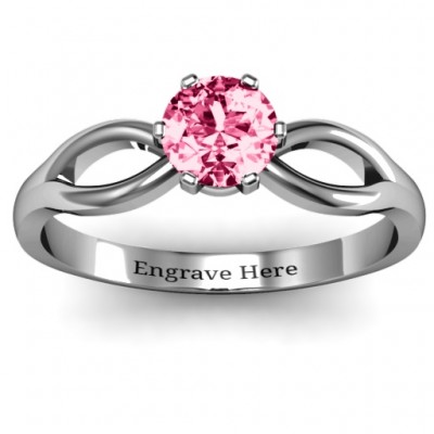 Round Solitaire Figure 8 Shank Ring - Name My Jewelry ™