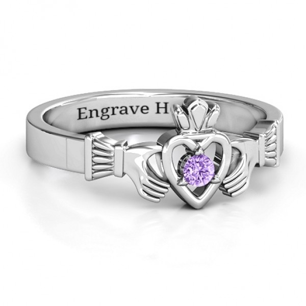 Round Stone Claddagh Ring  - Name My Jewelry ™