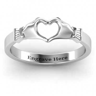 Sculpted Hand Heart Ring - Name My Jewelry ™