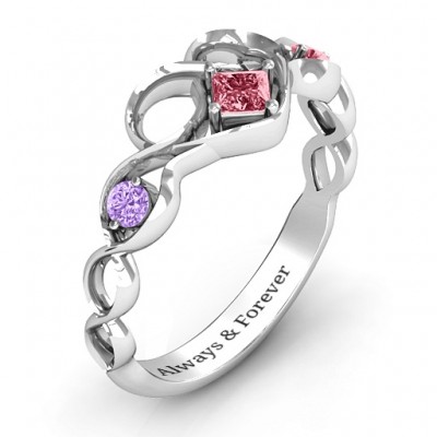 Shimmering Infinity Princess Stone Heart Ring  - Name My Jewelry ™