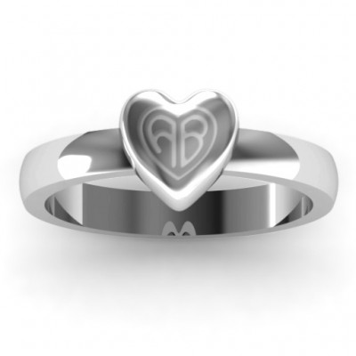 Small Engraved Monogram Heart Ring - Name My Jewelry ™