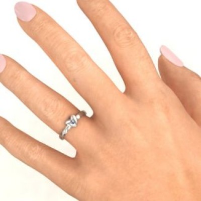 Solid Heart with Single Gemstone Ring  - Name My Jewelry ™