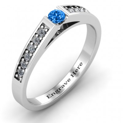 Solitaire Bridge Ring with Shoulder Accents - Name My Jewelry ™