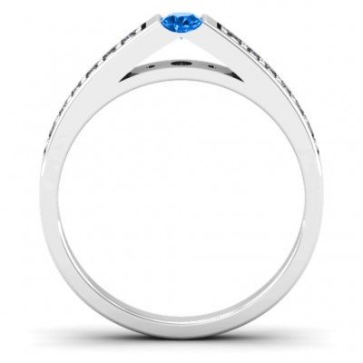 Solitaire Bridge Ring with Shoulder Accents - Name My Jewelry ™