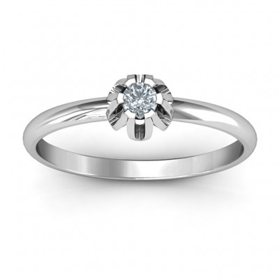 Solitaire Gemstone Ring in a Scalloped Setting  - Name My Jewelry ™