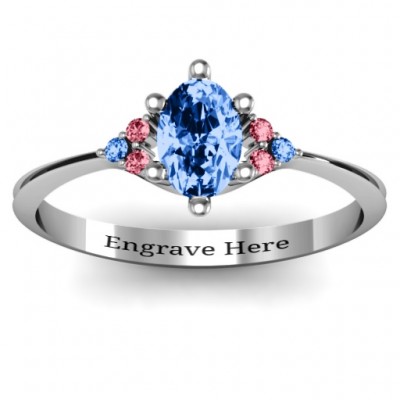 Solitaire Oval with Triple Accents Ring - Name My Jewelry ™
