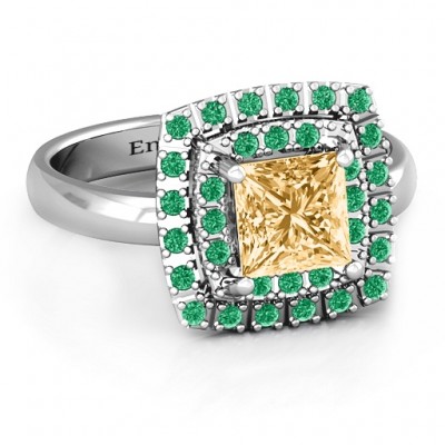 Splendid Double Halo Princess Ring - Name My Jewelry ™