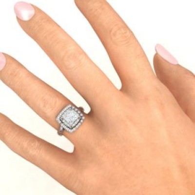 Splendid Double Halo Princess Ring - Name My Jewelry ™
