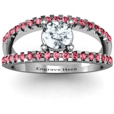 Split Shank Circle and Twin Accent Rows Ring - Name My Jewelry ™