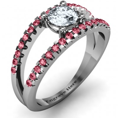 Split Shank Circle and Twin Accent Rows Ring - Name My Jewelry ™