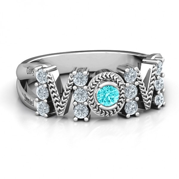 Split Shank Stone Filled MOM Ring  - Name My Jewelry ™