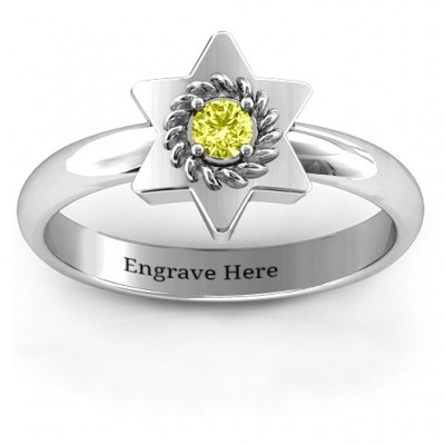 Star of David with Stone and Roping Ring  - Name My Jewelry ™