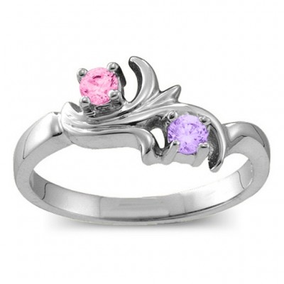 Sterling Silver  Nouveau  Flame 2-6 Gemstones Ring  - Name My Jewelry ™