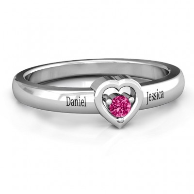 Sterling Silver  Solitaire  Heart Ring - Name My Jewelry ™