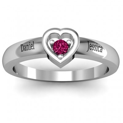 Sterling Silver  Solitaire  Heart Ring - Name My Jewelry ™
