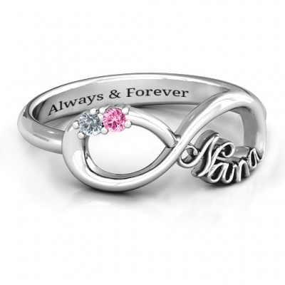 Sterling Silver 2-10 Stone Nana Infinity Ring  - Name My Jewelry ™
