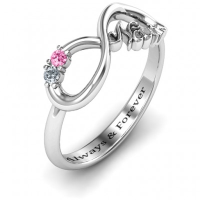 Sterling Silver 2-10 Stone Nana Infinity Ring  - Name My Jewelry ™