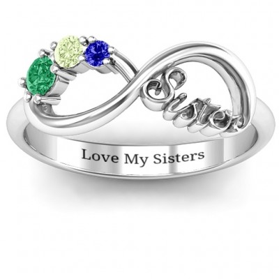 Sterling Silver 2-4 Stone Sisters Infinity Ring  - Name My Jewelry ™