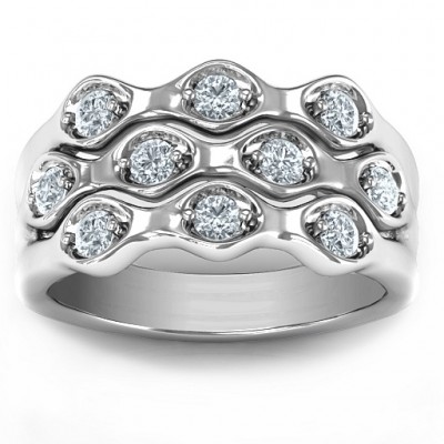 Sterling Silver 3 Tier Wave Ring - Name My Jewelry ™