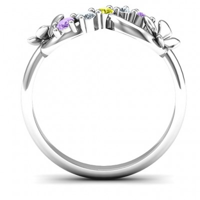 Sterling Silver 5 Stone Infinity with Soaring Butterflies  - Name My Jewelry ™