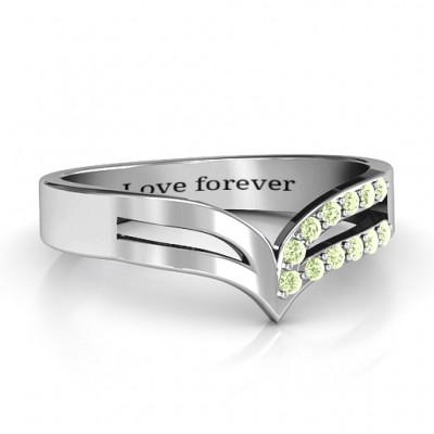 Sterling Silver Ahead Of The Curve Ring with Black Swarovski Zirconia Stones  - Name My Jewelry ™
