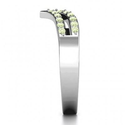 Sterling Silver Ahead Of The Curve Ring with Black Swarovski Zirconia Stones  - Name My Jewelry ™