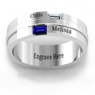 Sterling Silver Baguette Men's Ring - Name My Jewelry ™