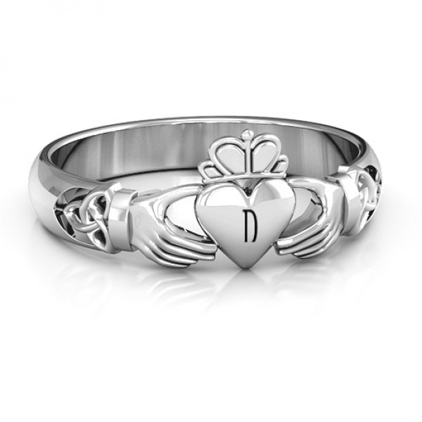 Sterling Silver Celtic Knotted Claddagh Ring - Name My Jewelry ™