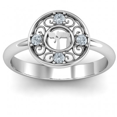 Sterling Silver Chai Filigree Ring - Name My Jewelry ™