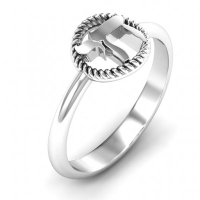 Sterling Silver Chai with Braided Halo Ring - Name My Jewelry ™