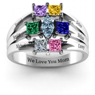 Sterling Silver Charlotte Centre Marquise and Princess Ring - Name My Jewelry ™