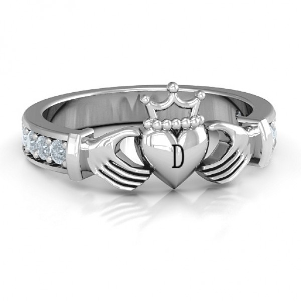 Sterling Silver Classic Claddagh Ring with Accents - Name My Jewelry ™
