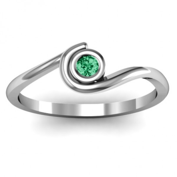 Sterling Silver Curved Bezel Ring - Name My Jewelry ™