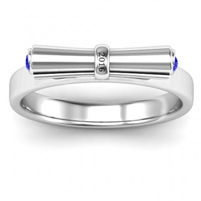 Sterling Silver Diploma Scroll Graduation Ring - Name My Jewelry ™