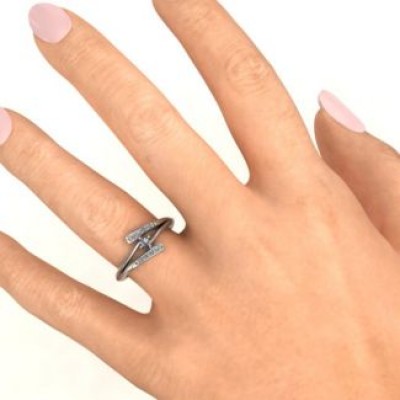 Sterling Silver Double Bypass Channel Set Accent Ring - Name My Jewelry ™
