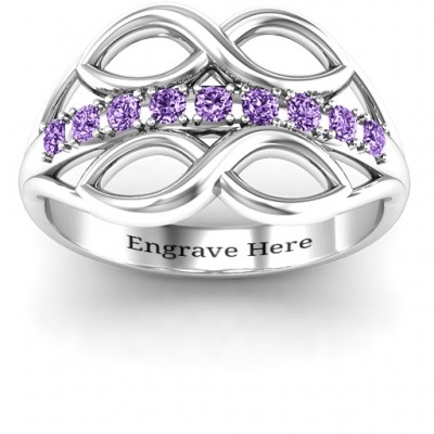 Sterling Silver Double Infinity Ring with Accents - Name My Jewelry ™