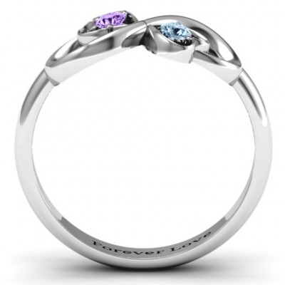 Sterling Silver Duo of Hearts and Stones Infinity Ring  - Name My Jewelry ™
