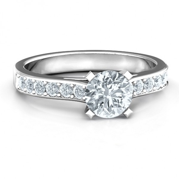 Sterling Silver Elegant Duchess Ring with Shoulder Accents - Name My Jewelry ™