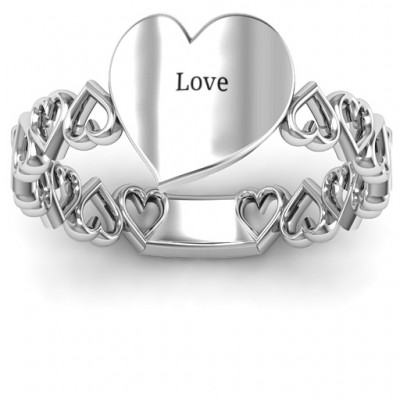 Sterling Silver Engravable Cut Out Hearts Ring - Name My Jewelry ™