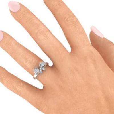 Sterling Silver Fancy Stone Set Bow Ring  - Name My Jewelry ™
