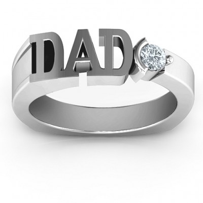 Sterling Silver Greatest Dad Birthstone Men's Ring with Peridot (Simulated) Stone  - Name My Jewelry ™