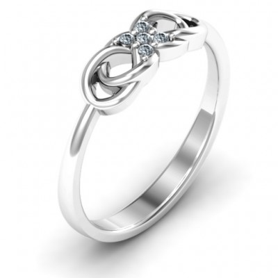 Sterling Silver Infinity Knot Ring with Accents - Name My Jewelry ™
