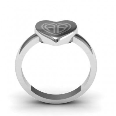 Sterling Silver Large Engraved Monogram Heart Ring - Name My Jewelry ™