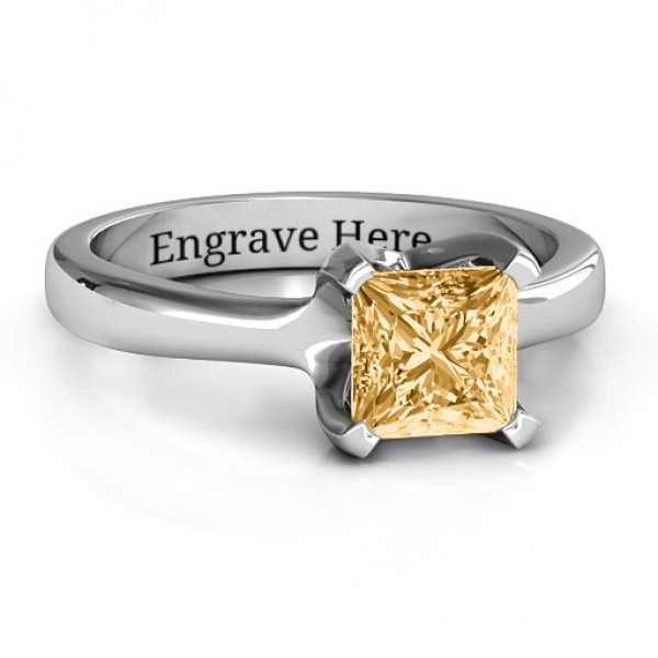 Sterling Silver Large Princess Solitaire Ring - Name My Jewelry ™
