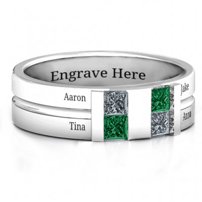 Sterling Silver Leonidas Grooved Men's Ring - Name My Jewelry ™