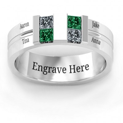 Sterling Silver Leonidas Grooved Men's Ring - Name My Jewelry ™