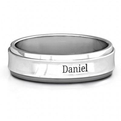 Sterling Silver Menelaus Bevelled Concave Men's Ring - Name My Jewelry ™