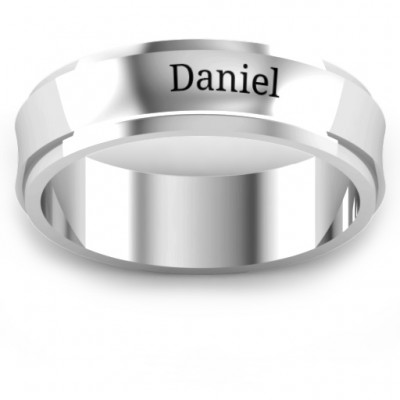 Sterling Silver Menelaus Bevelled Concave Men's Ring - Name My Jewelry ™